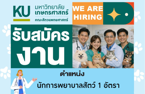 โรงพยาบาลสัตว์ มก. หนองโพ คณะสัตวแพทยศาสตร์ มก.กพส. รับสมัครตำแหน่งนักการพยาบาลสัตว์