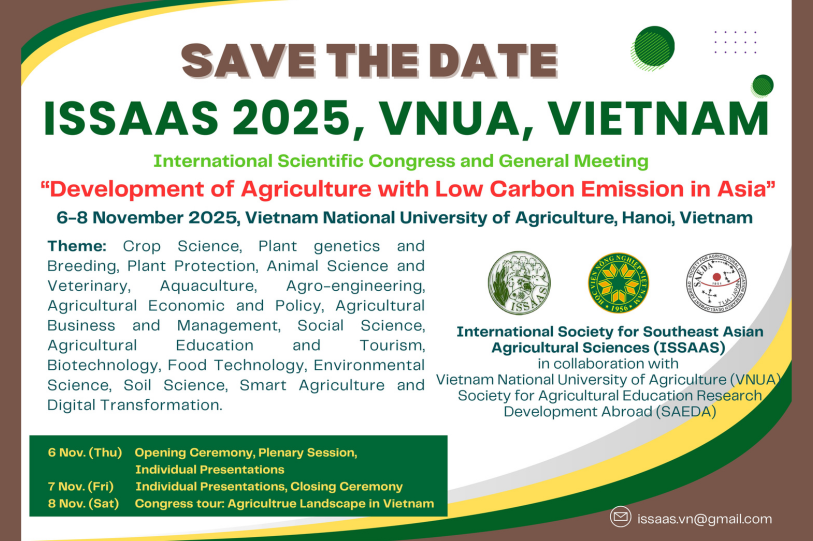 ขอเชิญร่วมส่งผลงานเพื่อนำเสนอในการประชุมวิชาการนานาชาติ ISSAAS 2025 International Congress and General Meeting 